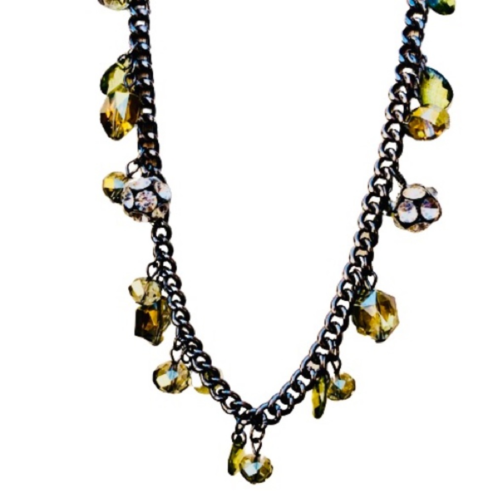 Vera Wang Gunmetal Tone Bead Chain Long Necklace